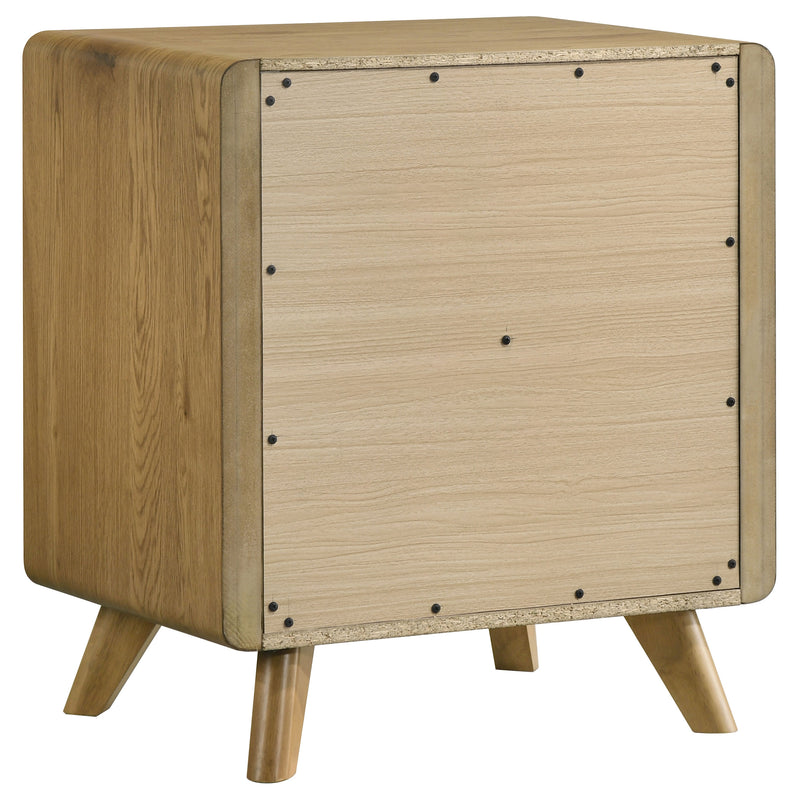 Bennett Full Cream Upholstered 5-Piece Mid-Century Bedroom Set Light Oak