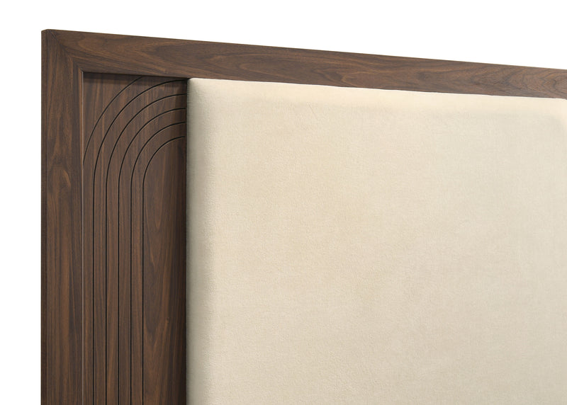 Etienne Twin Velvet Upholstered Panel Bed Walnut