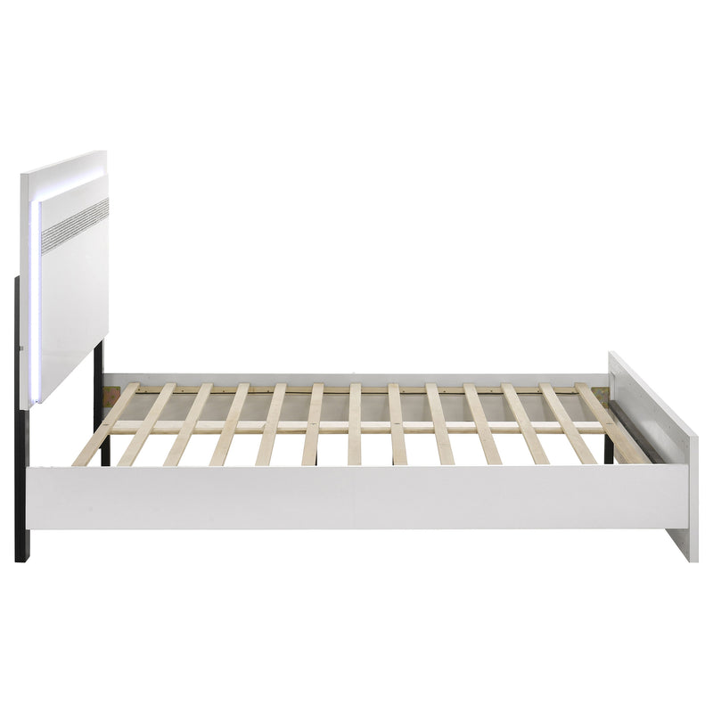 Viana Touch-Control LED Eastern King Platform Bed White High Gloss