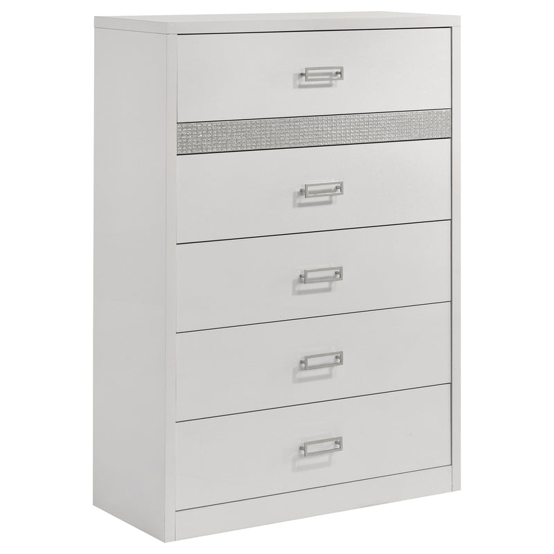 Viana 5-Piece Touch-Control LED Eastern King Bedroom Set White High Gloss