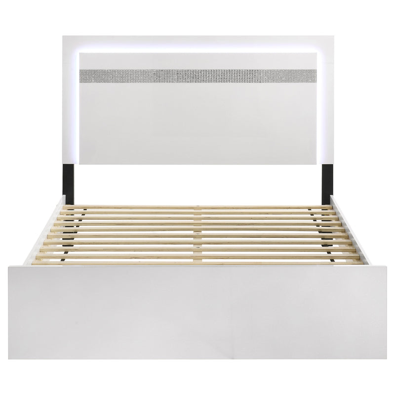 Viana Touch-Control LED Queen Platform Bed White High Gloss