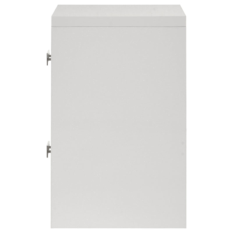 Viana Contemporary 2-Drawer Nightstand with Chrome Pulls White High Gloss