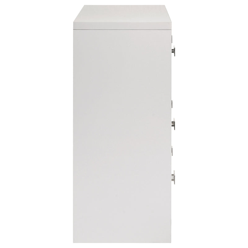 Viana 6-Drawer Bedroom Dresser with Chrome Pulls White High Gloss
