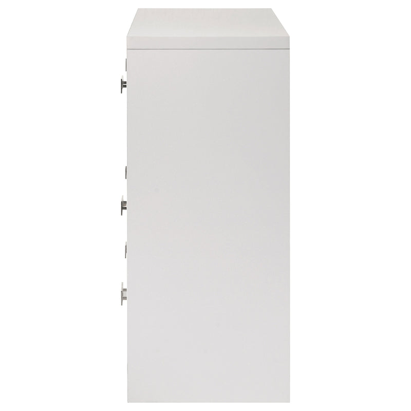 Viana 6-Drawer Bedroom Dresser with Chrome Pulls White High Gloss