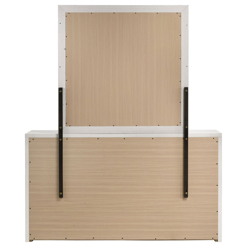 Viana 6-Drawer Bedroom Dresser with Beveled Mirror White High Gloss