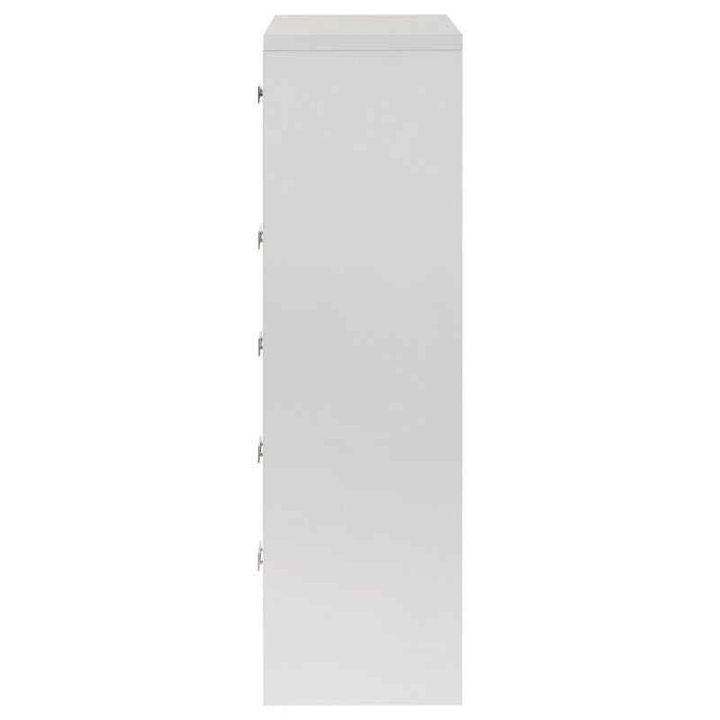 Viana 5-Drawer Chest of Drawers with Chrome Pulls White High Gloss