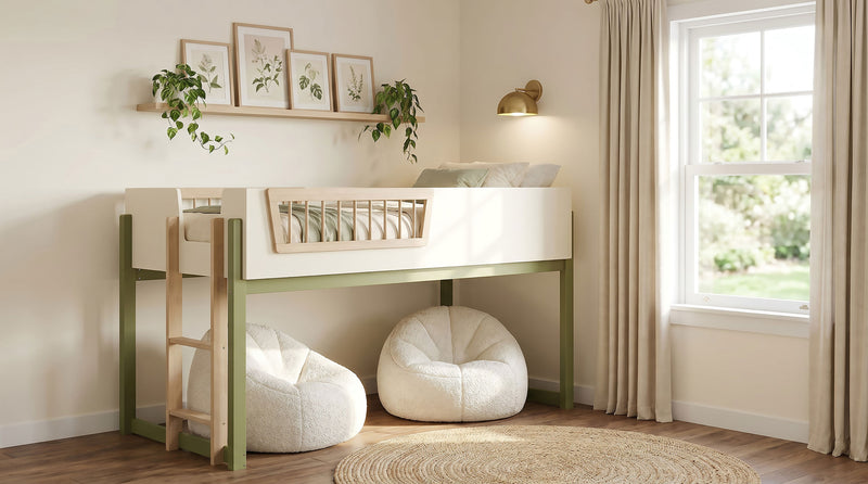 Evren Twin Loft Bed with Ladder Tri-Tone