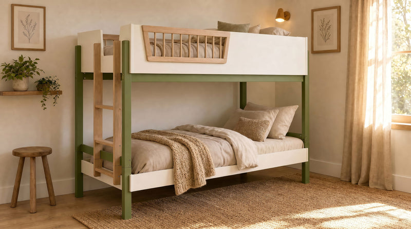 Evren Twin-over-Twin Bunk Bed with Ladder Tri-Tone