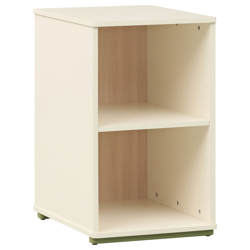 Evren 2-cubby Vertical Bookcase with Natural Interior Off White