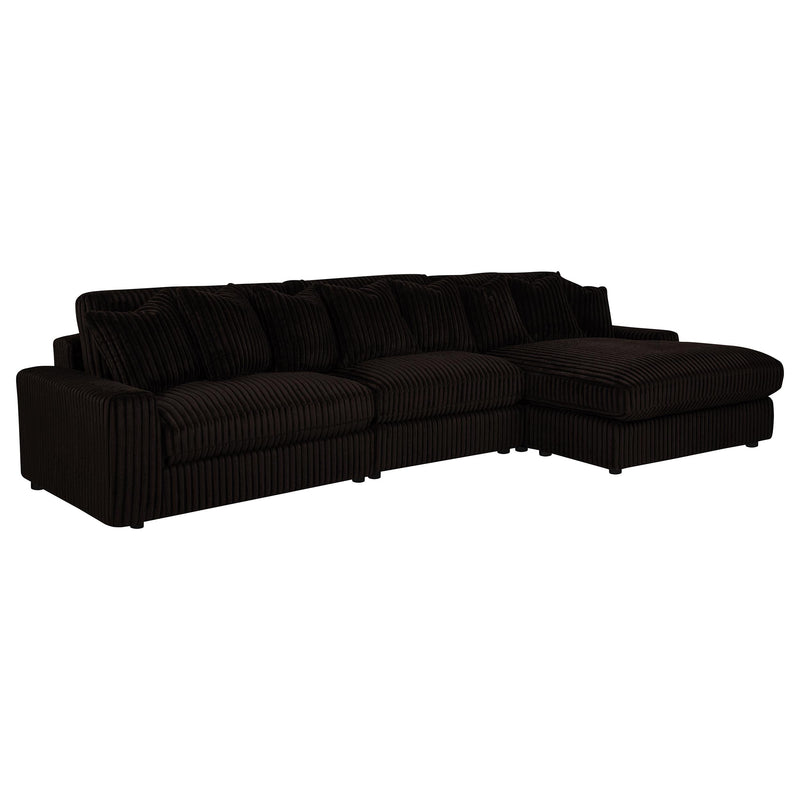 Blaine 3-Piece Corduroy Reversible Chaise Sectional Sofa Chocolate Brown