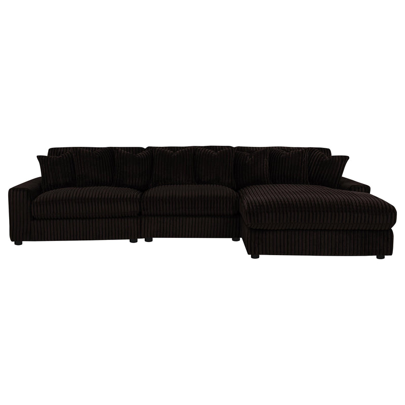 Blaine 3-Piece Corduroy Reversible Chaise Sectional Sofa Chocolate Brown