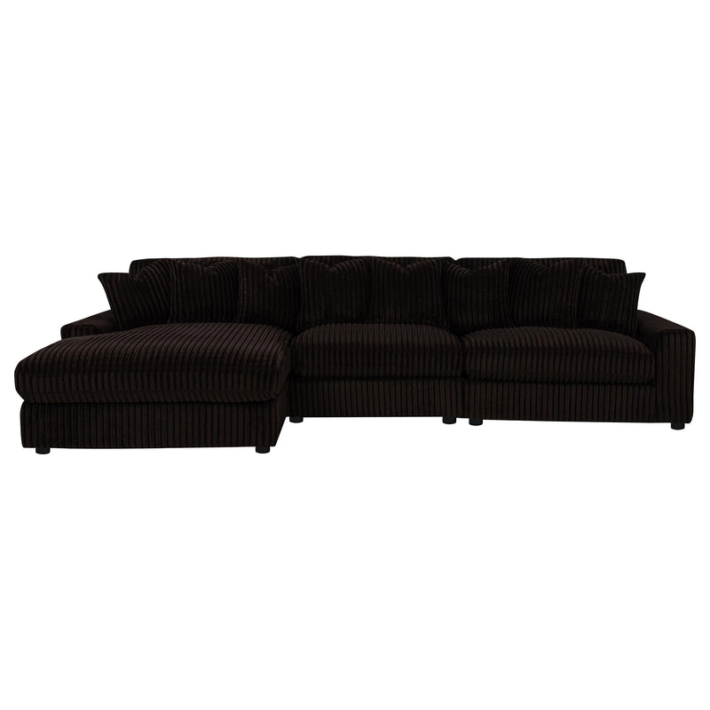 Blaine 3-Piece Corduroy Reversible Chaise Sectional Sofa Chocolate Brown