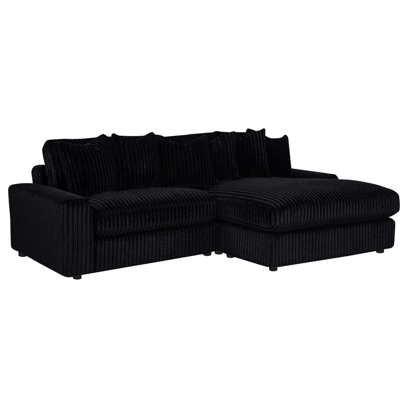 Blaine 2-Piece Corduroy Reversible Chaise Sectional Sofa Black