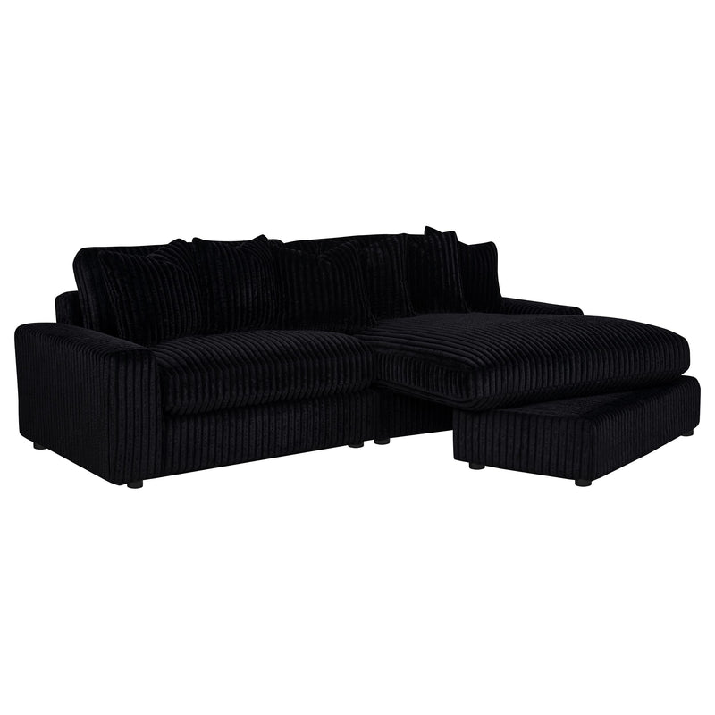 Blaine 2-Piece Corduroy Reversible Chaise Sectional Sofa Black