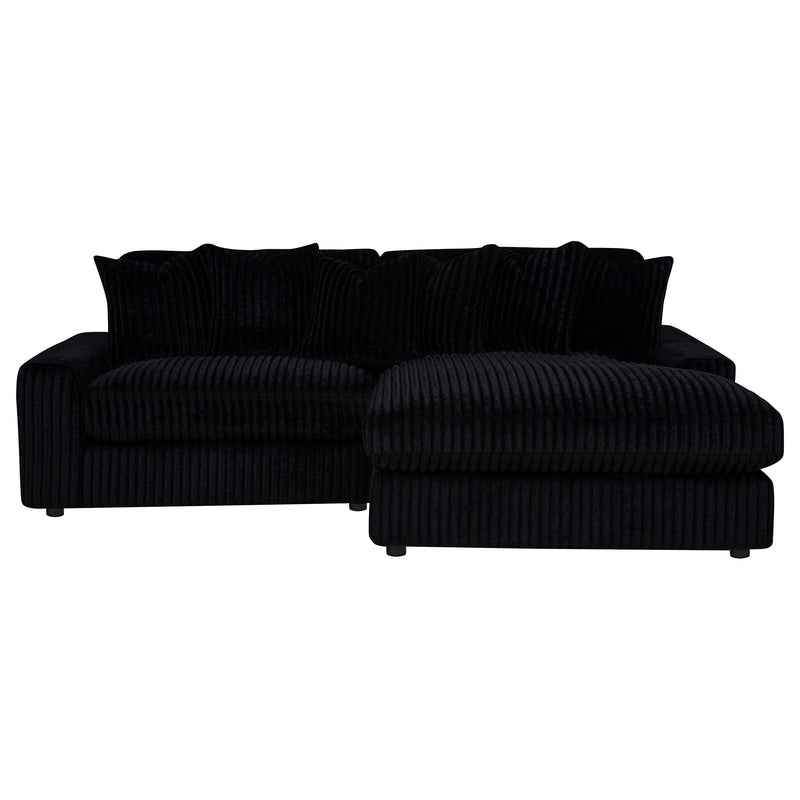 Blaine 2-Piece Corduroy Reversible Chaise Sectional Sofa Black