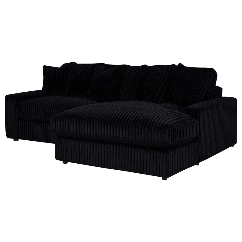 Blaine 2-Piece Corduroy Reversible Chaise Sectional Sofa Black
