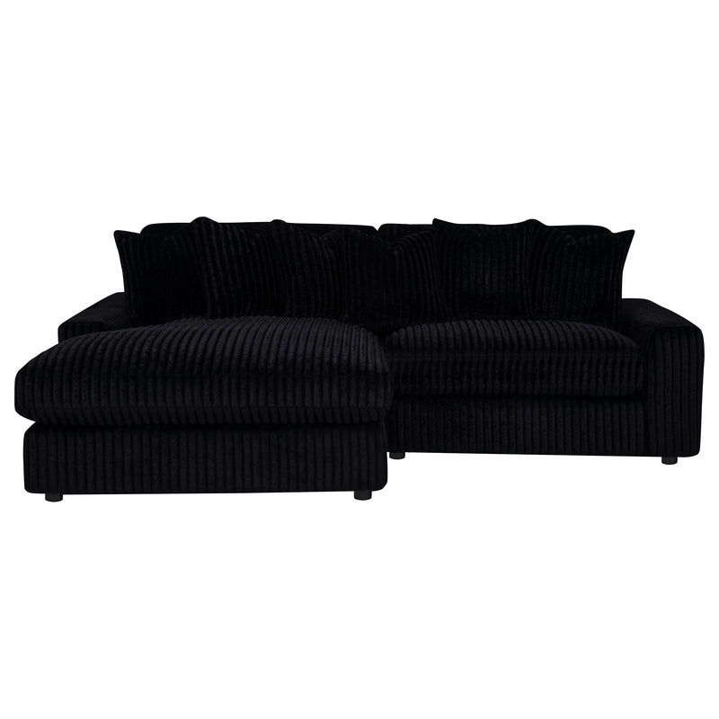 Blaine 2-Piece Corduroy Reversible Chaise Sectional Sofa Black