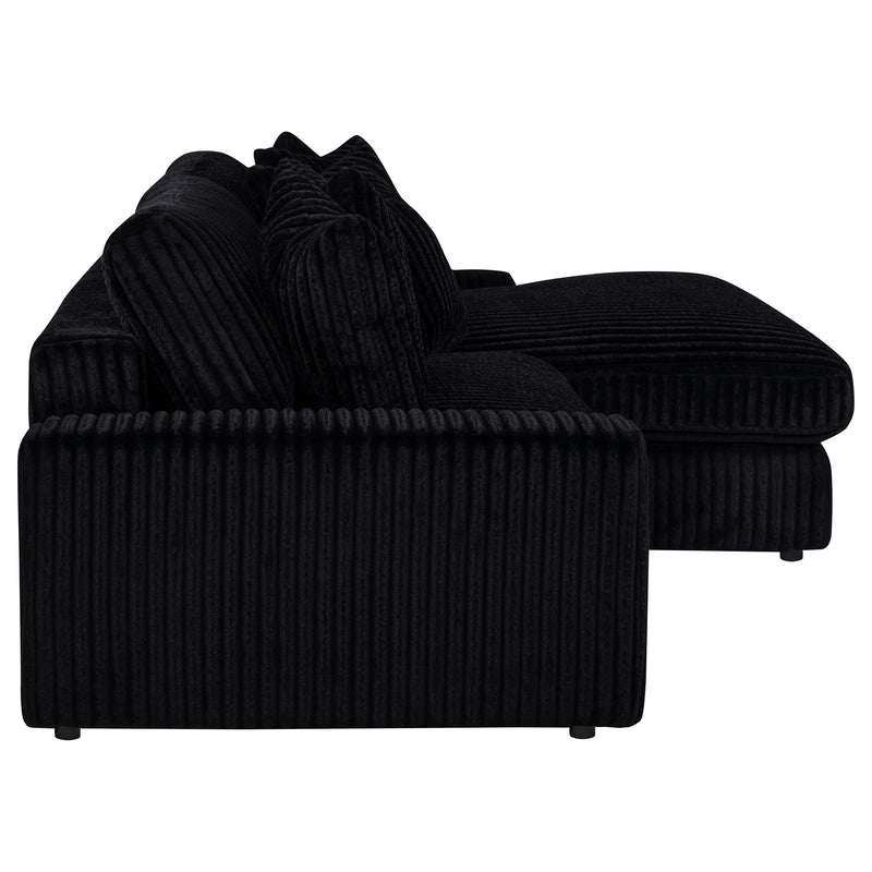 Blaine 2-Piece Corduroy Reversible Chaise Sectional Sofa Black
