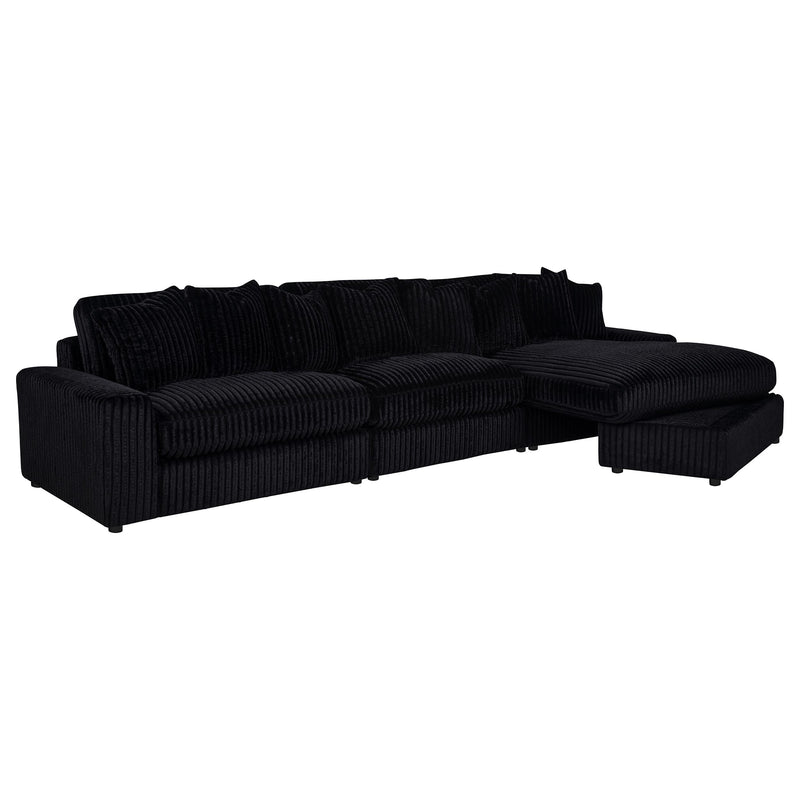Blaine 3-Piece Corduroy Reversible Chaise Sectional Sofa Black
