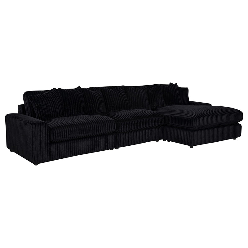 Blaine 3-Piece Corduroy Reversible Chaise Sectional Sofa Black