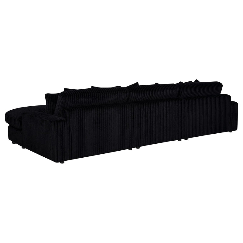Blaine 3-Piece Corduroy Reversible Chaise Sectional Sofa Black