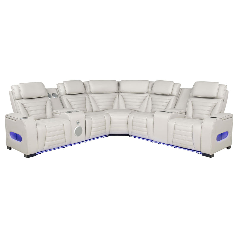 Zuma 3-Piece Dual Power Reclining Sectional with Bluetooth Greige