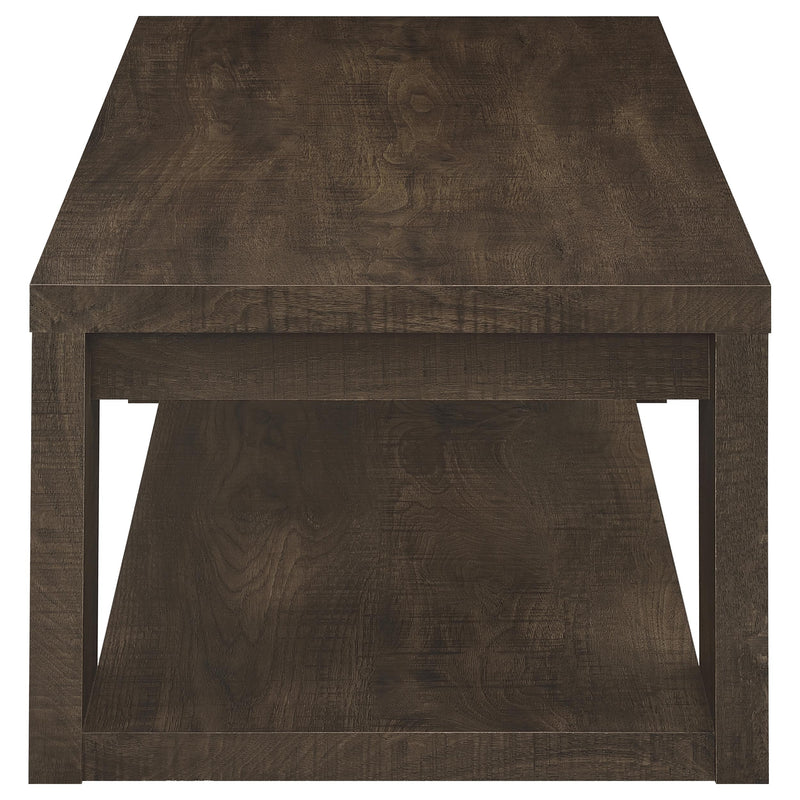 Pavone Rectangular Coffee Table with Open Lower Shelf Dark Rustic Mango