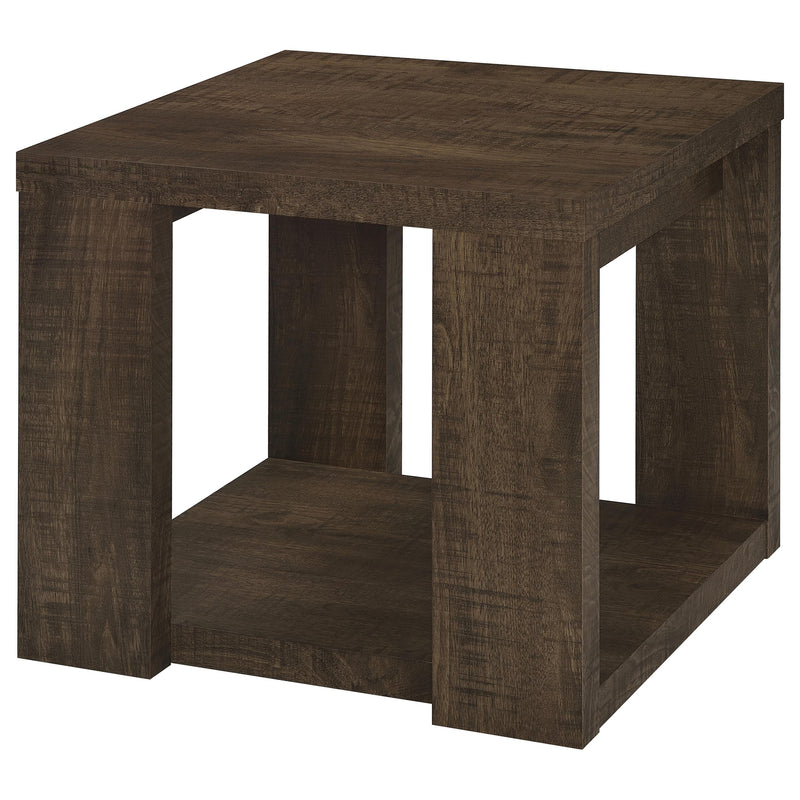 Pavone 2-Piece Coffee and End Table Set with Open Shelves Dark Rustic Mango