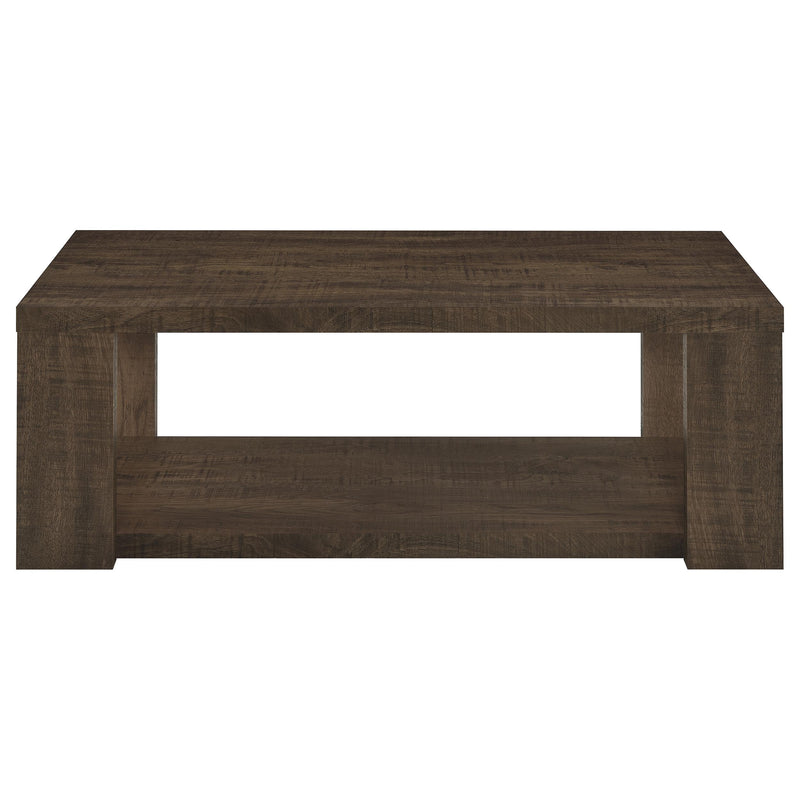 Pavone 3-Piece Coffee and End Table Set with Open Shelves Dark Rustic Mango
