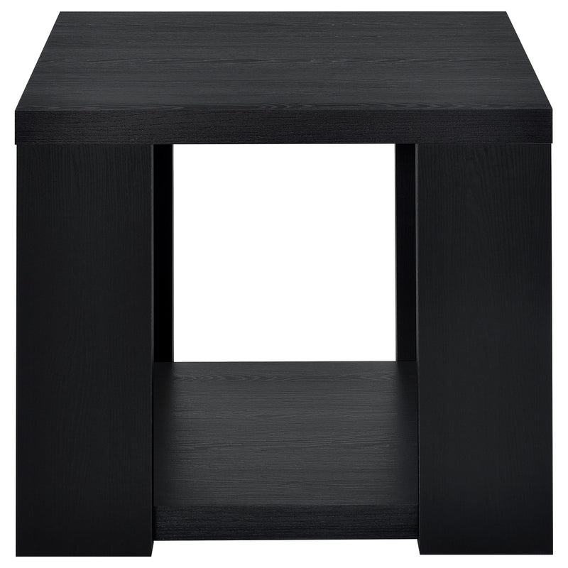 Pavone Transitional Square Storage End Table with Open Lower Shelf Black