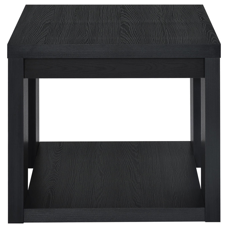Pavone Transitional Square Storage End Table with Open Lower Shelf Black