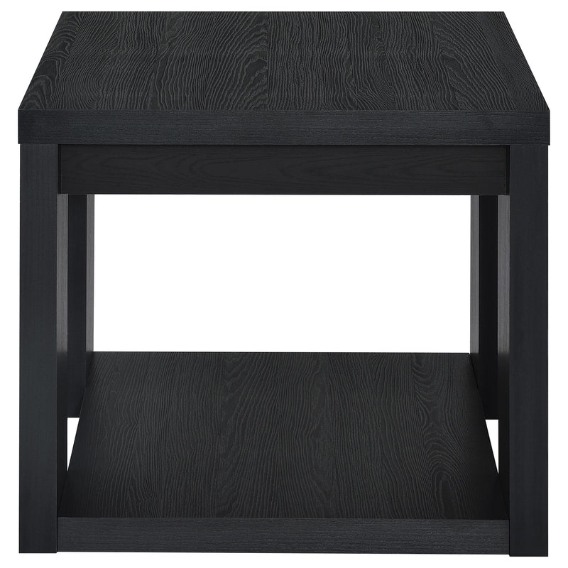 Pavone Transitional Square Storage End Table with Open Lower Shelf Black