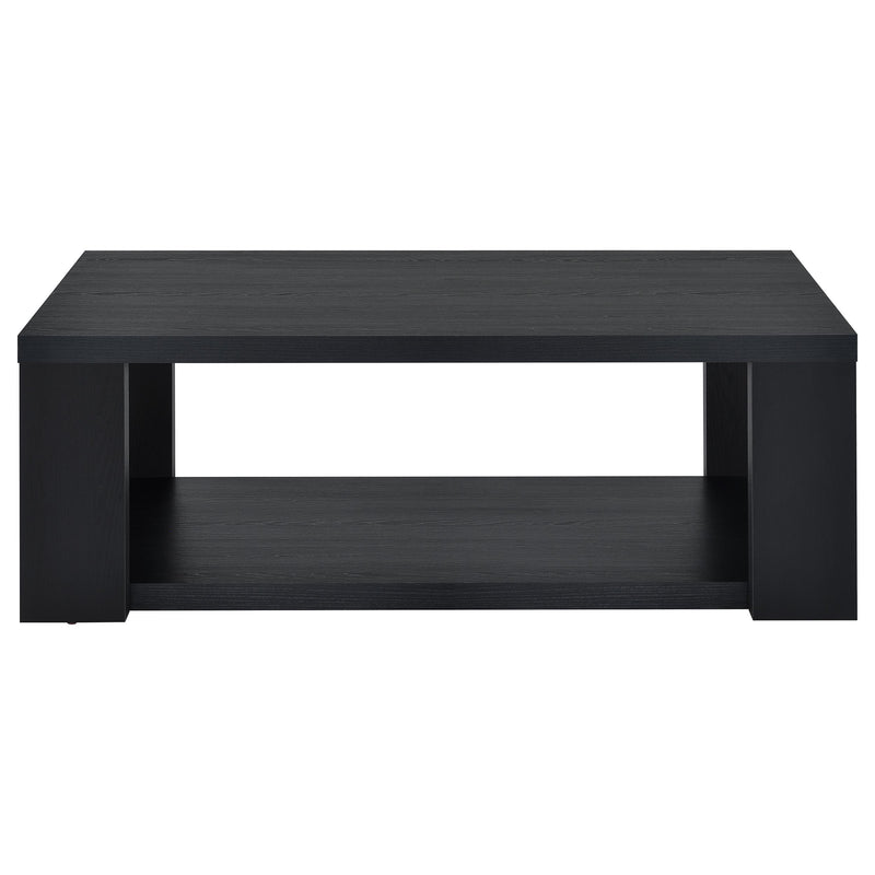 Pavone Transitional Rectangular Coffee Table with Open Lower Shelf Black