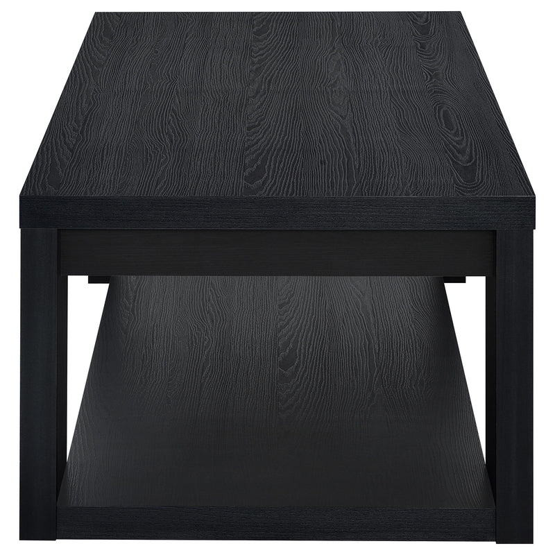 Pavone 3-Piece Transitional Coffee and End Table Set with Shelves Black