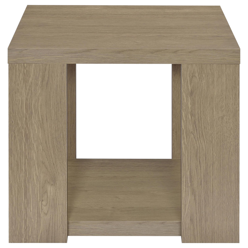 Pavone Transitional Square Storage End Table with Open Lower Shelf Latte