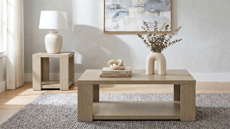 Pavone Transitional Square Storage End Table with Open Lower Shelf Latte