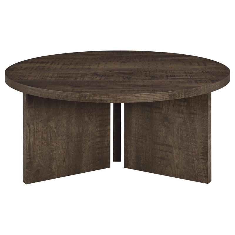Aragon 2-Piece Round Coffee and End Table Set Dark Rustic Mango