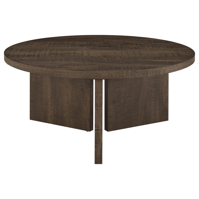 Aragon 3-Piece Round Coffee and End Table Set Dark Rustic Mango