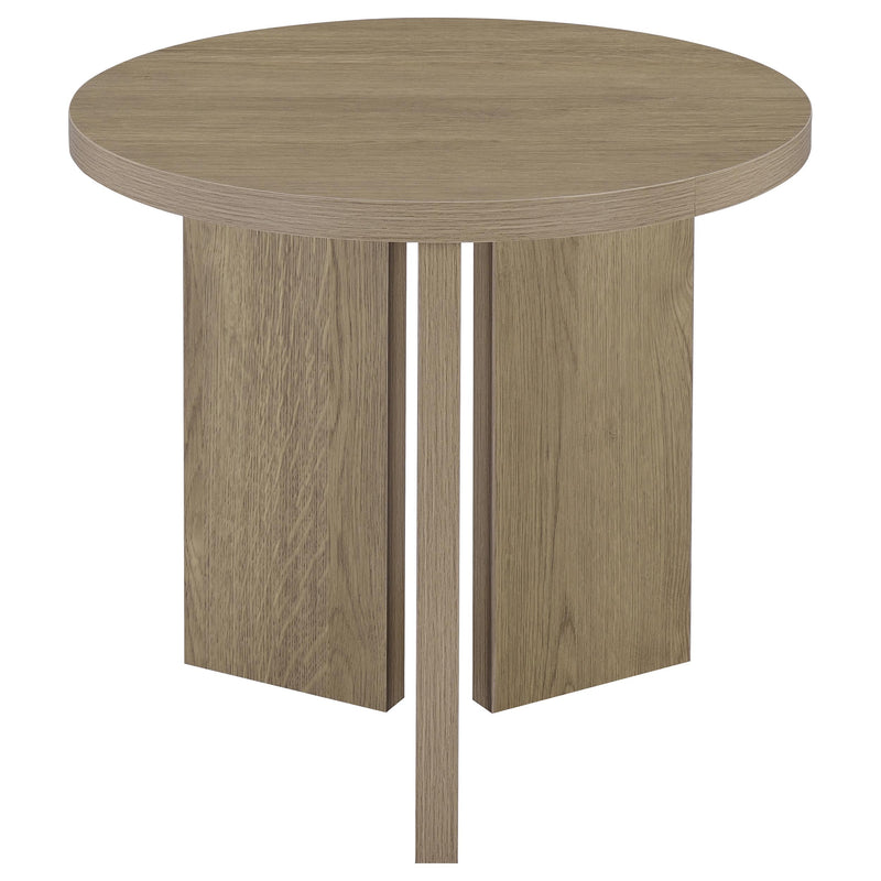 Aragon Round Panel Base End Table Latte