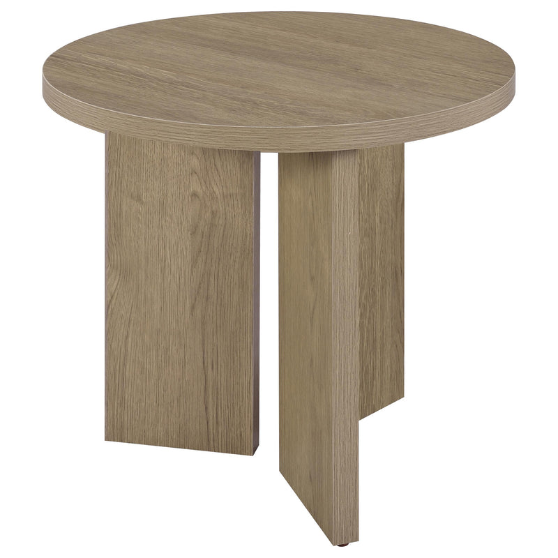 Aragon 2-Piece Round Coffee and End Table Set Latte