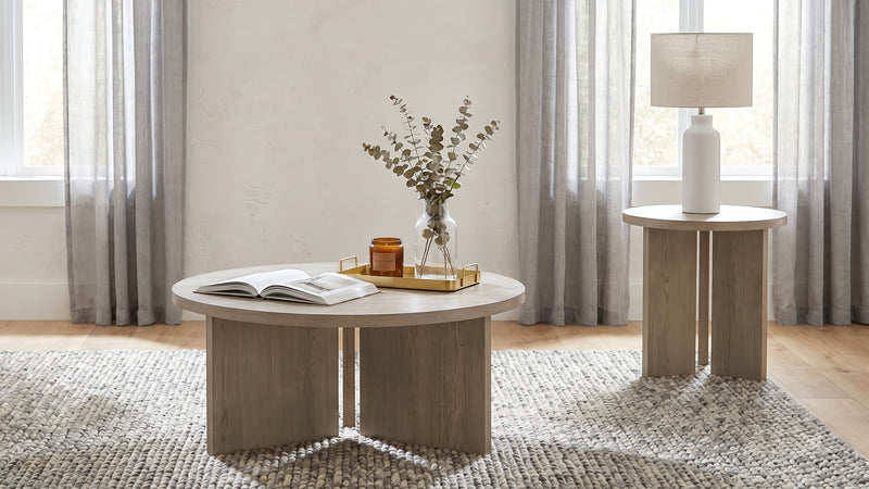 Aragon Round Panel Base End Table Latte