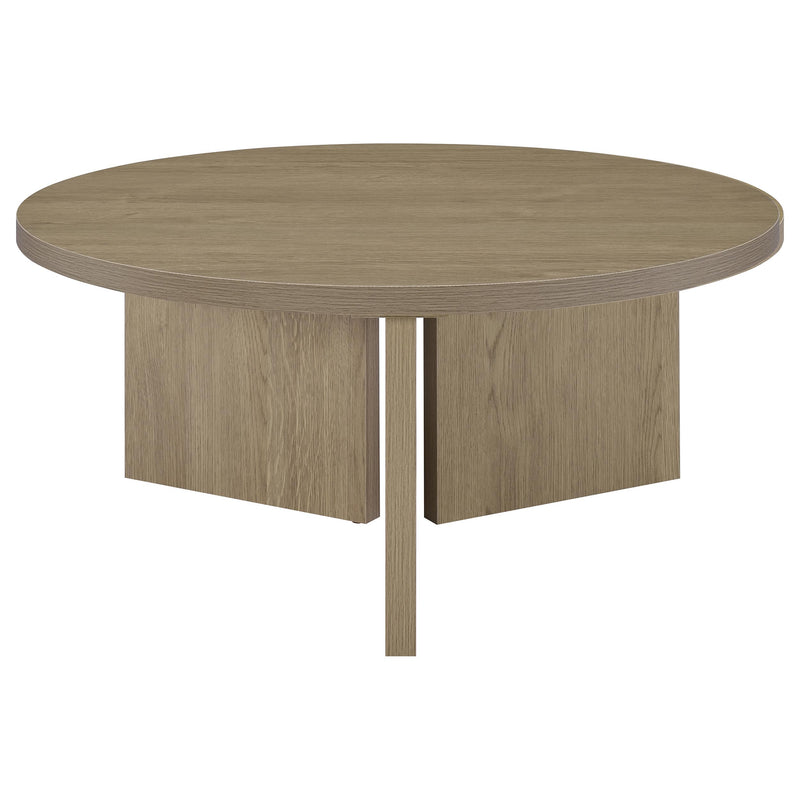Aragon 2-Piece Round Coffee and End Table Set Latte