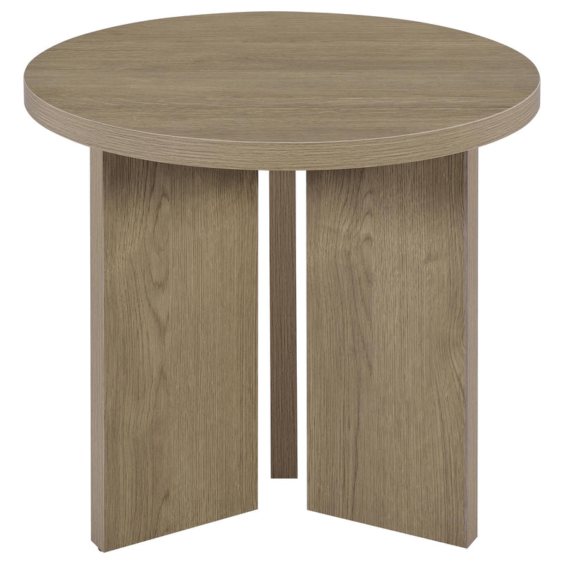 Aragon 2-Piece Round Coffee and End Table Set Latte