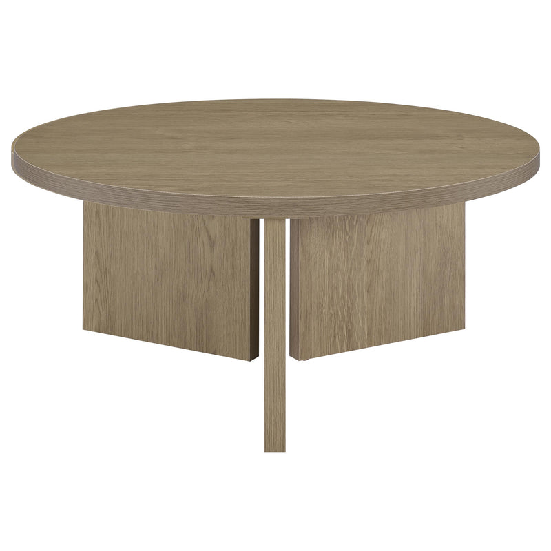 Aragon 3-Piece Round Coffee and End Table Set Latte