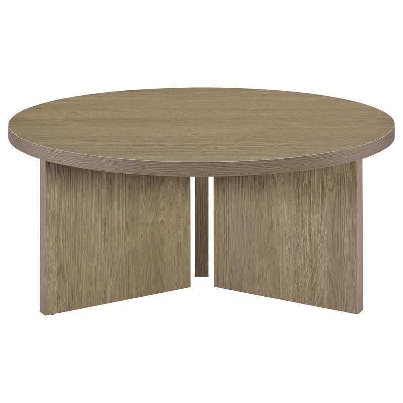 Aragon 3-Piece Round Coffee and End Table Set Latte