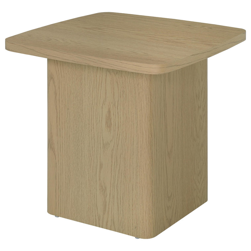 Fraser Transitional Square Pedestal End Table in Greige