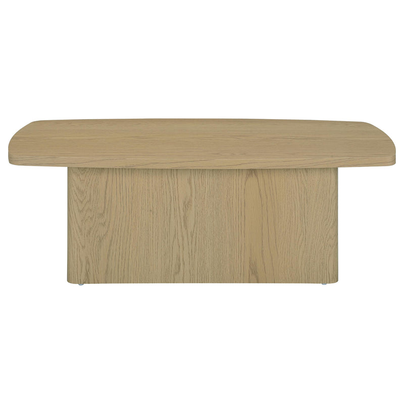 Fraser Transitional Rectangular Pedestal Coffee Table in Greige