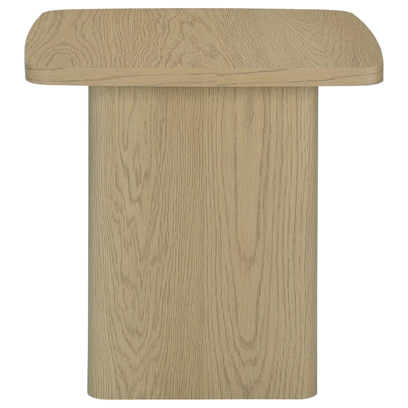 Fraser Transitional Square Pedestal End Table in Greige