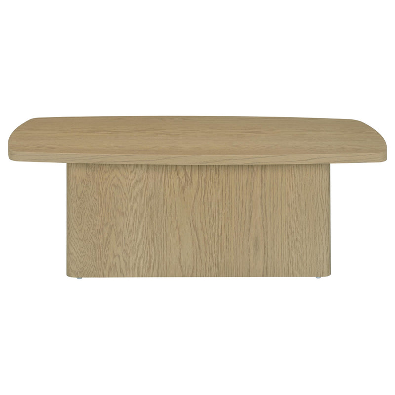 Fraser Transitional Rectangular Pedestal Coffee Table in Greige