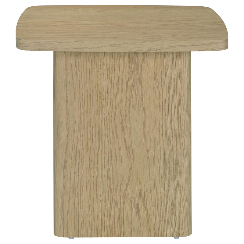 Fraser Transitional Square Pedestal End Table in Greige